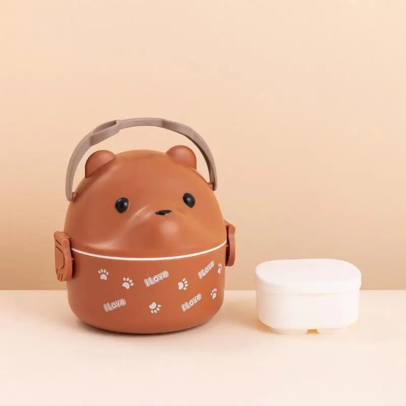 Laste lõunakarbi konteinerid Lovely Bear termiline lõunakast, mikrolaineahjus ohutu korduvkasutatav jahuti söögikarp koos käepidemega kontoritööks