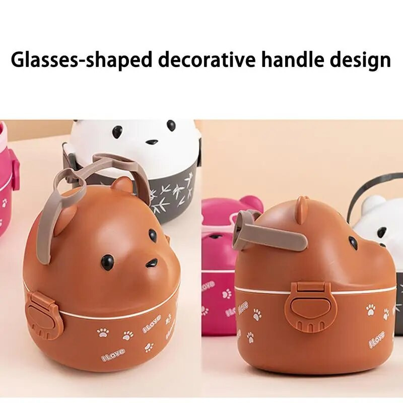 Laste lõunakarbi konteinerid Lovely Bear termiline lõunakast, mikrolaineahjus ohutu korduvkasutatav jahuti söögikarp koos käepidemega kontoritööks