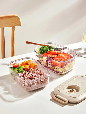 WORTHBUY Прозрачна пластмасова кутия за обяд за деца Ученици Преносима вакуумно запечатана бенто кутия Контейнери за съхранение на храна за плодове