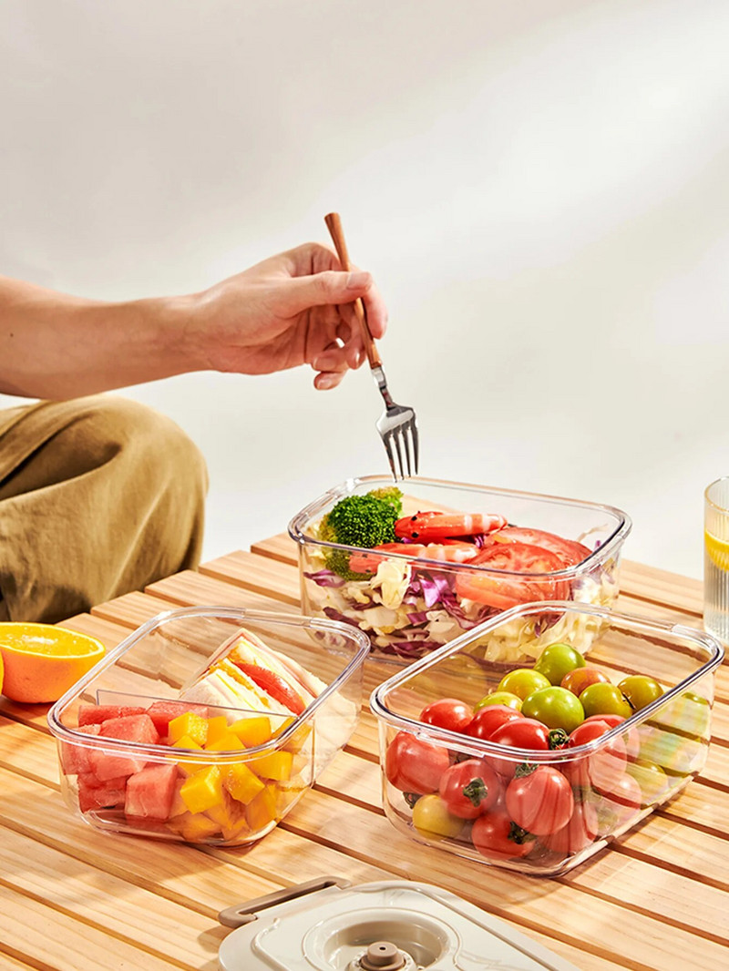 WORTHBUY läbipaistev plastikust lõunakarp lastele õpilastele kaasaskantavad vaakumkinnitusega Bento Box puuviljatoidu mahutid