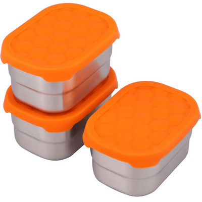 3 τεμ. Δοχεία σνακ από ανοξείδωτο χάλυβα Bento Box στεγανό Φορητό μικρό δοχείο αποθήκευσης τροφίμων Κουτί μεσημεριανού γεύματος Πλυντήριο πιάτων