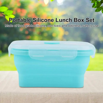 4 размера сгъваем силиконов контейнер за храна, преносима кутия за обяд Bento, микроприбори, домашна кухня, кутия за контейнери за съхранение на храна на открито