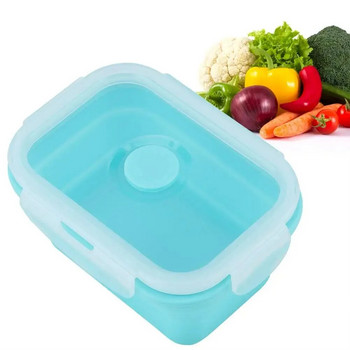4 размера сгъваем силиконов контейнер за храна, преносима кутия за обяд Bento, микроприбори, домашна кухня, кутия за контейнери за съхранение на храна на открито