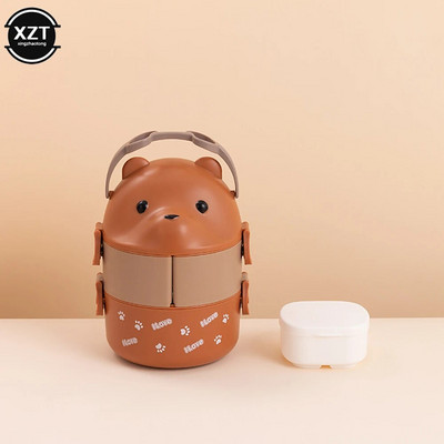 Virnastatavad Bento Box Lapsed Armsad karu lekkekindlad lõunasöögikonteinerid kuuma toidu jaoks Vaakumtermos lõunakarbi termokarbid Köögividin
