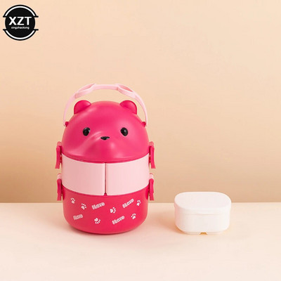 Virnastatavad Bento Box Lapsed Armsad karu lekkekindlad lõunasöögikonteinerid kuuma toidu jaoks Vaakumtermos lõunakarbi termokarbid Köögividin