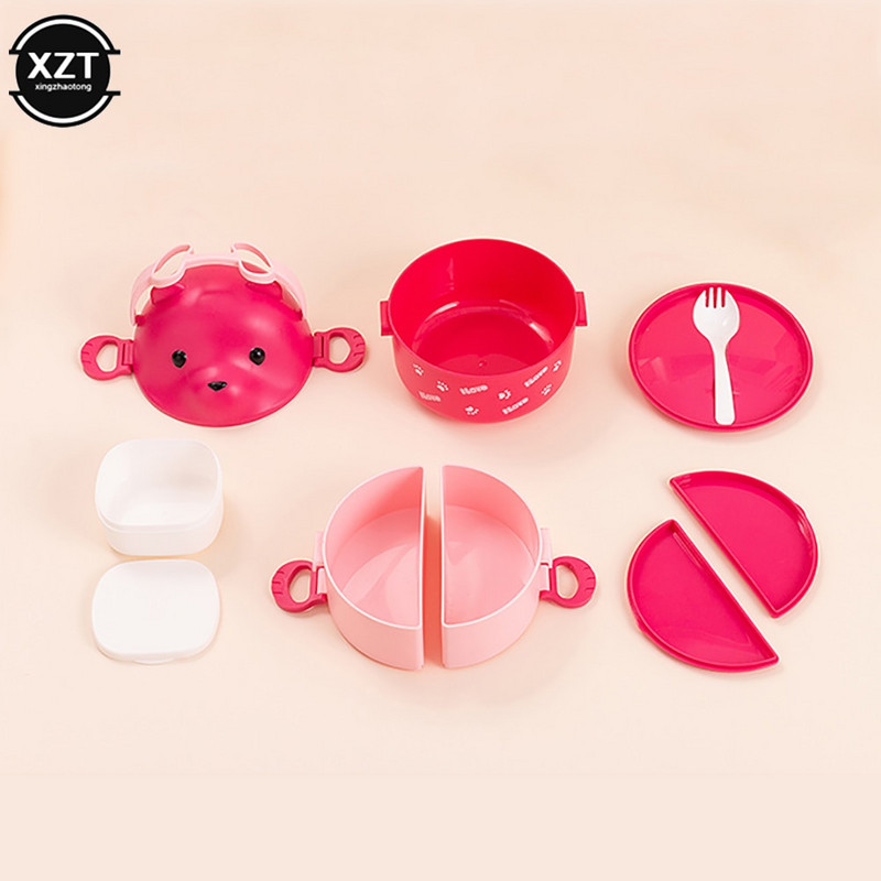 Virnastatavad Bento Box Lapsed Armsad karu lekkekindlad lõunasöögikonteinerid kuuma toidu jaoks Vaakumtermos lõunakarbi termokarbid Köögividin