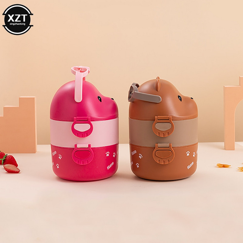 Virnastatavad Bento Box Lapsed Armsad karu lekkekindlad lõunasöögikonteinerid kuuma toidu jaoks Vaakumtermos lõunakarbi termokarbid Köögividin