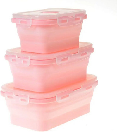 Силиконови сгъваеми контейнери за съхранение на храна, преносима сгъваема кутия за обяд Bento, кутия за пикник на открито, спестяващ място контейнер