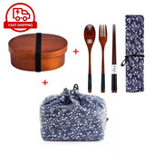 Jaapani stiilis puidust söögikarp Bento Box kaasaskantav ühekihiline sushitoidukonteiner üliõpilaste kontoritöötajatele sööginõude komplekt