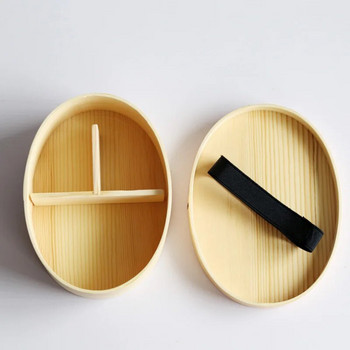 Дървена кутия за обяд в японски стил Bento Box Преносим еднослоен контейнер за храна за суши за студентски офис служител Комплект сервизи