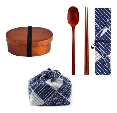 Jaapani stiilis puidust söögikarp Bento Box kaasaskantav ühekihiline sushitoidukonteiner üliõpilaste kontoritöötajatele sööginõude komplekt