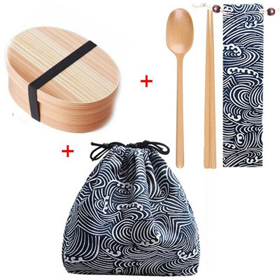 Jaapani stiilis puidust söögikarp Bento Box kaasaskantav ühekihiline sushitoidukonteiner üliõpilaste kontoritöötajatele sööginõude komplekt