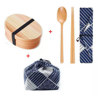 Jaapani stiilis puidust söögikarp Bento Box kaasaskantav ühekihiline sushitoidukonteiner üliõpilaste kontoritöötajatele sööginõude komplekt