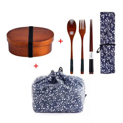 Jaapani stiilis puidust söögikarp Bento Box kaasaskantav ühekihiline sushitoidukonteiner üliõpilaste kontoritöötajatele sööginõude komplekt
