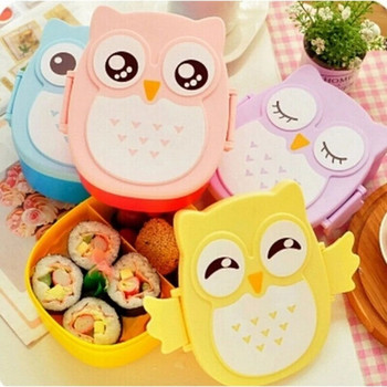 Κιβώτιο φαγητού Cartoon Owl Φορητό ιαπωνικό Bento Κουτιά γεύματος Κουτί μεσημεριανού γεύματος Αποθήκευση για παιδιά Σχολικό θερμός εξωτερικού χώρου για φαγητό Σετ πικνίκ
