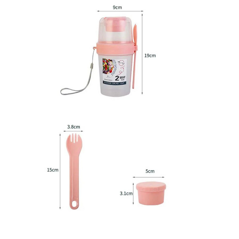 Prijenosna šalica za salatu Šalica za zobene pahuljice Set spremnika za brtvljenje Jogurt Orašasti plodovi sa smanjenim udjelom masti Povrće Voće Šalica s poklopcem Žlica Šalica Kutija za ručak