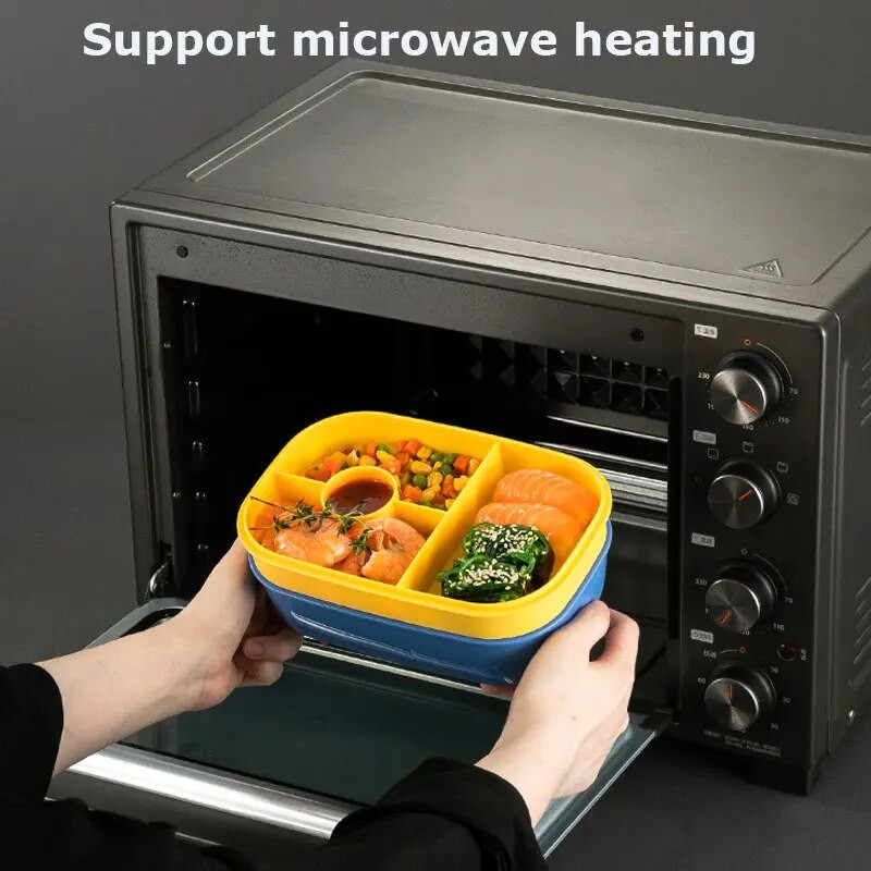 1900 ml trijų sluoksnių grindų Bento priešpiečių dėžutė vaikams maisto talpykla uždaryta vaisių salotų dėžutė, mikrobangų krosnelė