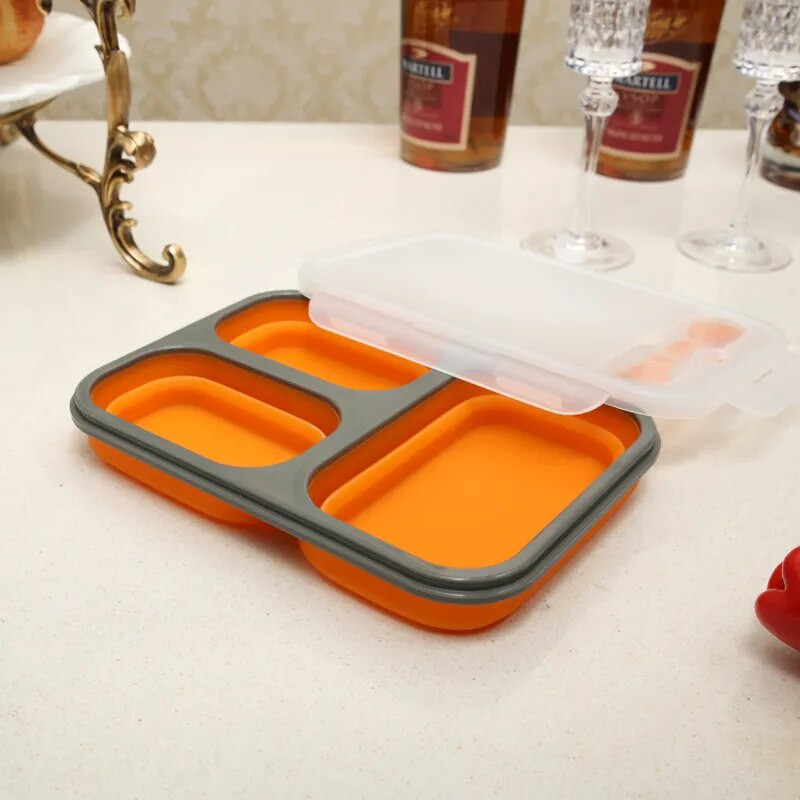 1100 ml silikona saliekama pārnēsājama pusdienu kaste liela ietilpība bļodiņu pusdienu kaste, saliekamā pusdienu kaste, videi draudzīga