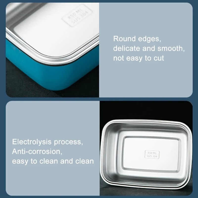 Kutije za ručak od nehrđajućeg čelika Dječja kutija za ručak s odjeljcima Bento kutije za odrasle Metalna kutija za doručak Dječji vrtić B03E