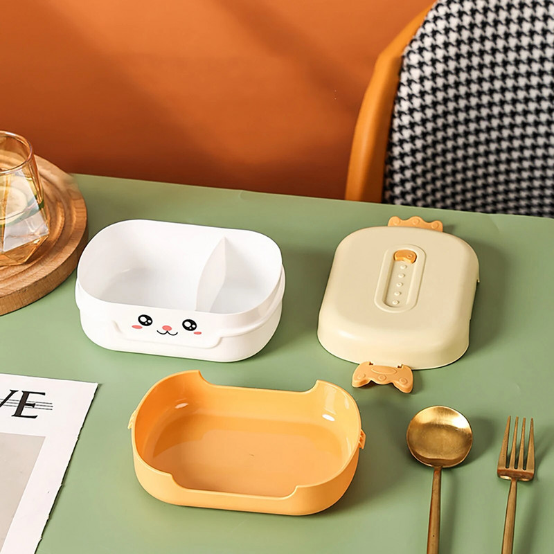 Prijenosna hermetička kutija za ručak 2 rešetke Bento kutija za djecu školarce Posude za povrće Nepropusne zatvorene kutije za ručak