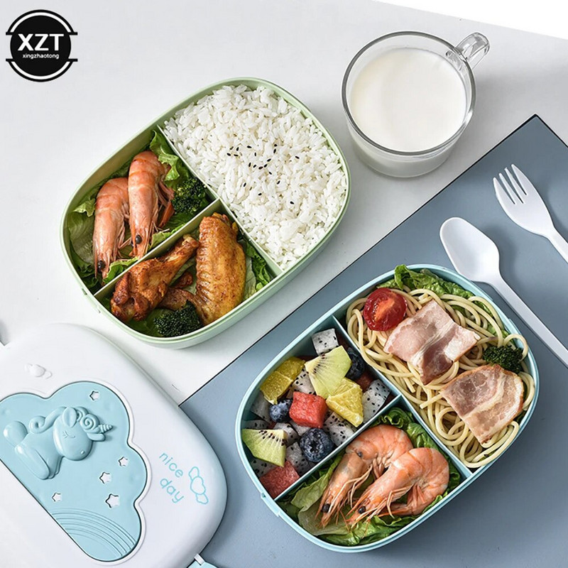 Prijenosna slatka kutija za ručak za djecu, odjeljci Microwae Bento kutija za ručak, dječja škola, kampiranje na otvorenom, piknik, posuda za hranu