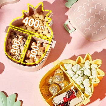 Горещи разпродажби Кутия за бонбони с форма на ананас Детски сладки ядки с разделени на отделения Кутия за съхранение на малки закуски Преносима кутия за обяд