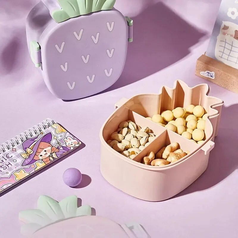 Karstā izpārdošana Ananāsa formas konfekšu kastīte bērniem, jauka nodalījumi, rieksti, mazu uzkodu uzglabāšanas kaste Pārnēsājama pusdienu kaste