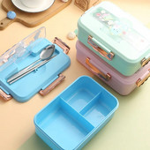 Bento kutija za ručak s odjeljkom za djecu, djevojčice, crtani uzorak, prijenosna učenička bento kutija s vilicom, žlicom, kutija za hranu za užinu, sendvič