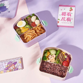 Φορητό χαριτωμένο κουτί γεύματος για κορίτσια Σχολικά παιδιά Πλαστικό κουτί πικνίκ Bento Κουτί μικροκυμάτων Κουτί φαγητού με θήκες Δοχεία αποθήκευσης