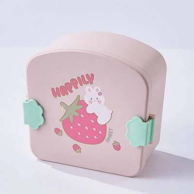 Prijenosna slatka kutija za ručak za djevojčice, školsku djecu, plastična kutija za piknik, bento kutija za mikrovalnu pećnicu, kutija za hranu s odjeljcima, posude za pohranu