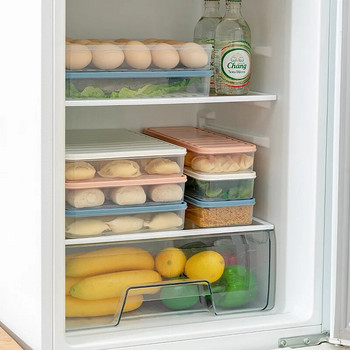 Хладилник Контейнер за съхранение на храна с капак Запечатан Хрупкав хранителен контейнер Запазване на свежестта на яйцата Кутия за съхранение на риба Свеж дистанционер Калъф за органайзер