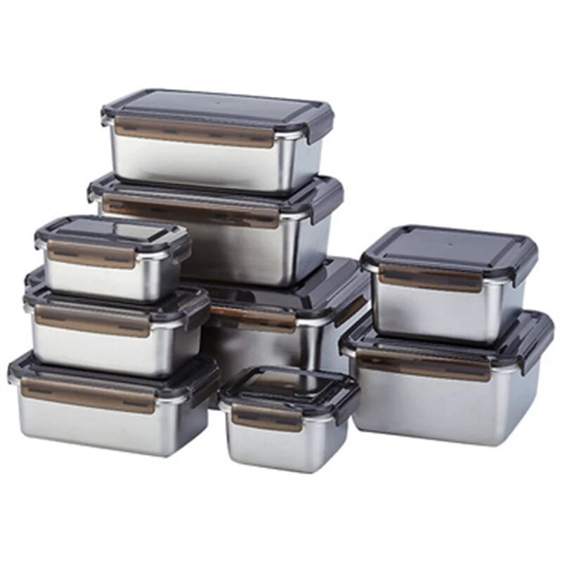 Kutija za ručak od nehrđajućeg čelika 316 s poklopcem Zatvorena kutija za svježinu hrane Kimchi Kutija za pohranu hladnjaka Kutija za ručak za bebe