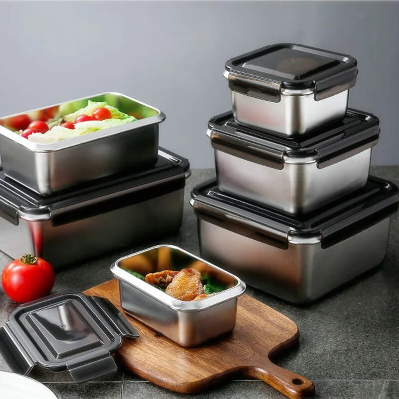 Kutija za ručak od nehrđajućeg čelika 316 s poklopcem Zatvorena kutija za svježinu hrane Kimchi Kutija za pohranu hladnjaka Kutija za ručak za bebe