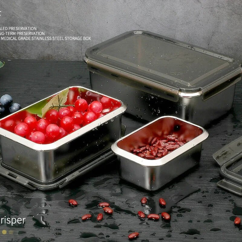 Kutija za ručak od nehrđajućeg čelika 316 s poklopcem Zatvorena kutija za svježinu hrane Kimchi Kutija za pohranu hladnjaka Kutija za ručak za bebe