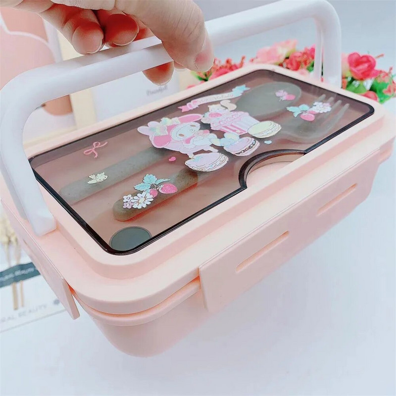 Üliõpilaste koomiksite lõunakarp Bento Box Kahekordne kaasaskantav lõunakarp Armas hoiuruum lõunakarp Pikniku värske kast kööginõud