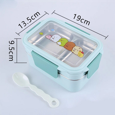 Prijenosna kutija za ručak od nehrđajućeg čelika Dvoslojna crtana kutija za hranu Kutija za mikrovalnu Bento kutija za djecu Djeca Piknik škola
