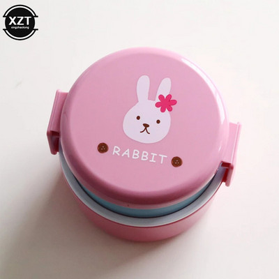 540 ml Jauka dzīvnieku pusdienu kastīte japāņu divslāņu apaļa mini Bento Box bērnu augļu kastīte uzkodu kārba mikroviļņu krāsns bērniem