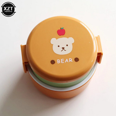 540 ml Jauka dzīvnieku pusdienu kastīte japāņu divslāņu apaļa mini Bento Box bērnu augļu kastīte uzkodu kārba mikroviļņu krāsns bērniem