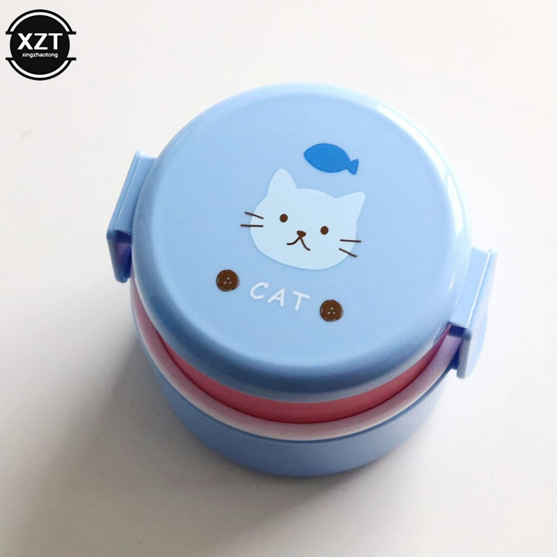 540 ml Jauka dzīvnieku pusdienu kastīte japāņu divslāņu apaļa mini Bento Box bērnu augļu kastīte uzkodu kārba mikroviļņu krāsns bērniem