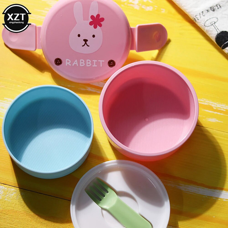 540 ml Jauka dzīvnieku pusdienu kastīte japāņu divslāņu apaļa mini Bento Box bērnu augļu kastīte uzkodu kārba mikroviļņu krāsns bērniem