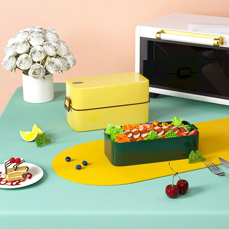 Kutija za ručak Konco Kontejner za pohranu hrane Bento kutija za studentskog uredskog radnika Dvoslojna posuda za ručak s mikrovalnom pećnicom