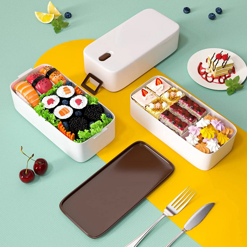 Kutija za ručak Konco Kontejner za pohranu hrane Bento kutija za studentskog uredskog radnika Dvoslojna posuda za ručak s mikrovalnom pećnicom