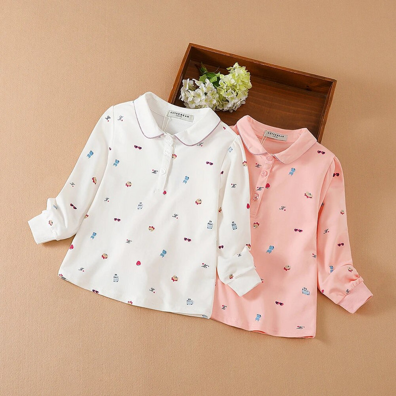 Polo majica za djevojčice, dječja gornja odjeća, Jesen, dugi rukavi, pamučne majice, dječja dnevna odjeća, ležerna odjeća 4-12T