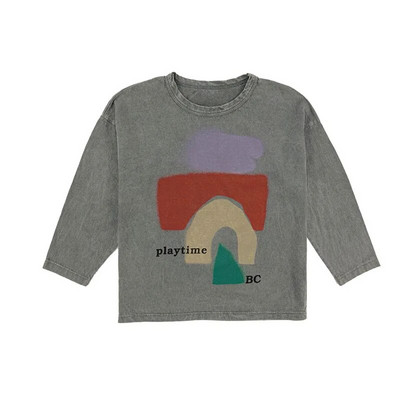 Ins Jauns 2023. gada korejiešu bērnu rudens ziemas apģērbs meitenēm zēniem, mazuļu krekls ar garām piedurknēm, multfilma, smieklīgi topi, valkāt kokvilnas t-kreklu