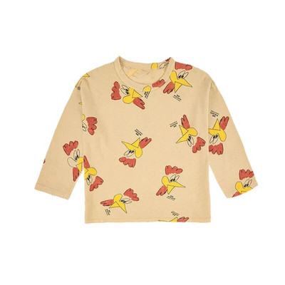 Ins Jauns 2023. gada korejiešu bērnu rudens ziemas apģērbs meitenēm zēniem, mazuļu krekls ar garām piedurknēm, multfilma, smieklīgi topi, valkāt kokvilnas t-kreklu