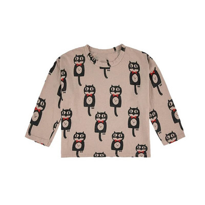 Ins Jauns 2023. gada korejiešu bērnu rudens ziemas apģērbs meitenēm zēniem, mazuļu krekls ar garām piedurknēm, multfilma, smieklīgi topi, valkāt kokvilnas t-kreklu