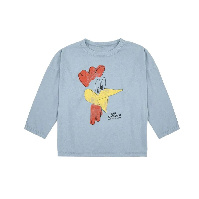 Ins Jauns 2023. gada korejiešu bērnu rudens ziemas apģērbs meitenēm zēniem, mazuļu krekls ar garām piedurknēm, multfilma, smieklīgi topi, valkāt kokvilnas t-kreklu