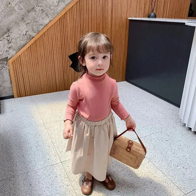 Lastele Tüdrukutele Alussärk Turtleneck Soe alumine särk Sügistalvine pikkade varrukatega T-särk Lastele Tüdrukutele Vabaaja topid T-särgid 1-7 a