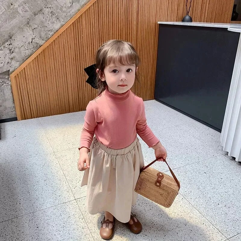 Lastele Tüdrukutele Alussärk Turtleneck Soe alumine särk Sügistalvine pikkade varrukatega T-särk Lastele Tüdrukutele Vabaaja topid T-särgid 1-7 a