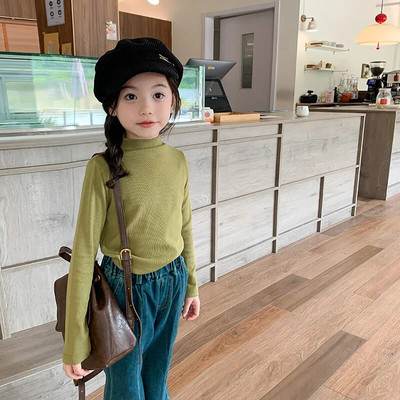 Μόδα 1 έως 10 ετών Άνοιξη Φθινόπωρο Παιδικά Παιδικά Κοριτσίστικα Μπλουζάκια Μπλουζάκια με ζιβάγκο Μασίφ μακρυμάνικο πουκάμισο με κάτω μέρος για παιδιά